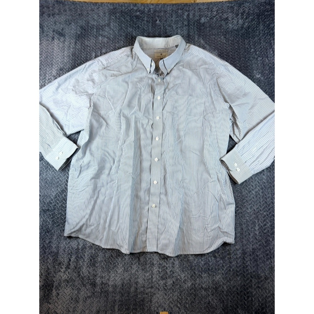 Oak Hill Wrinkle Free Cool & Dry Shirt Mens 2XL White Pinstripe Button Up 5321